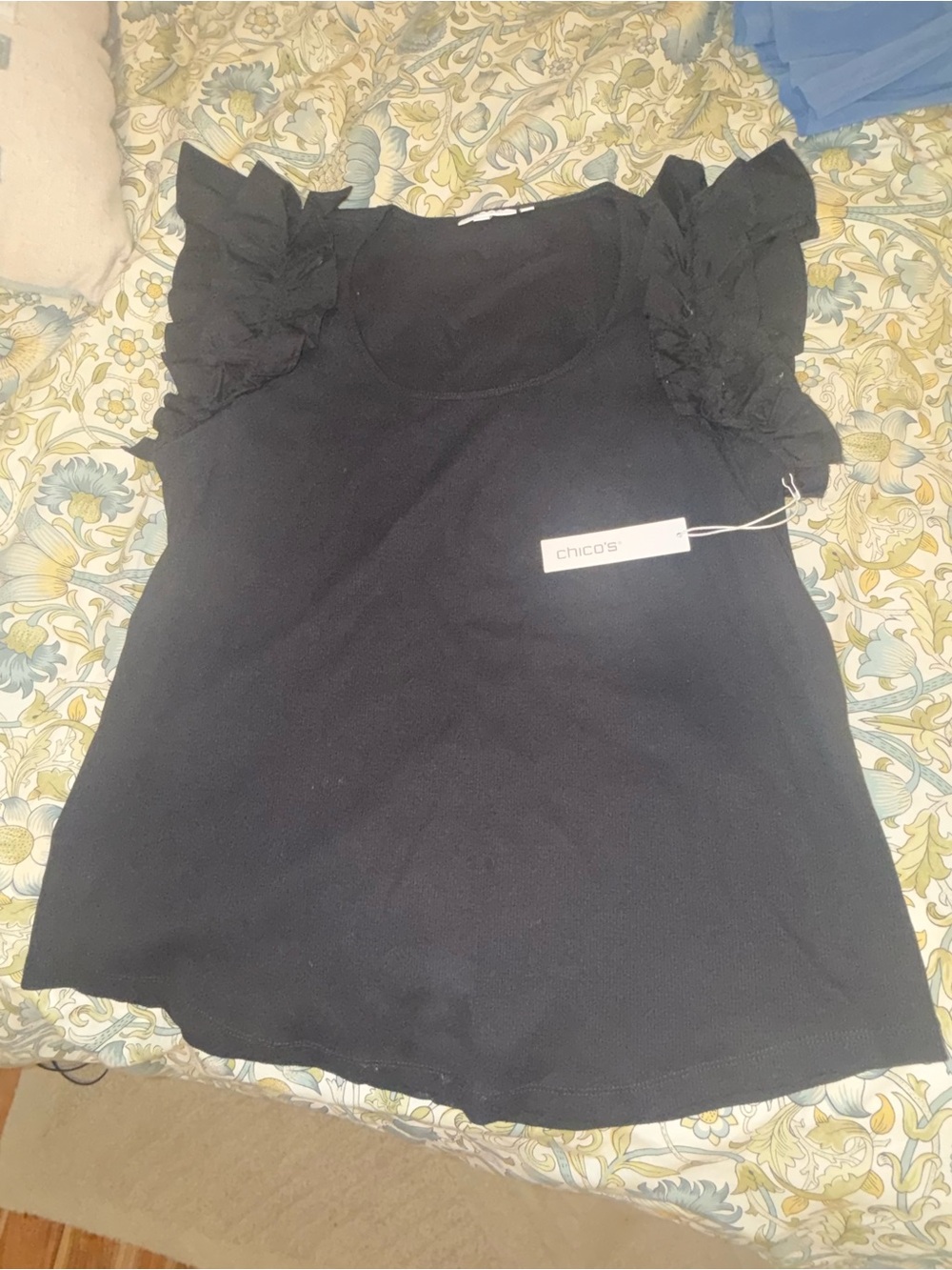 Chico's Black Ruffle-Shoulder Tank - Picture 2 of 4